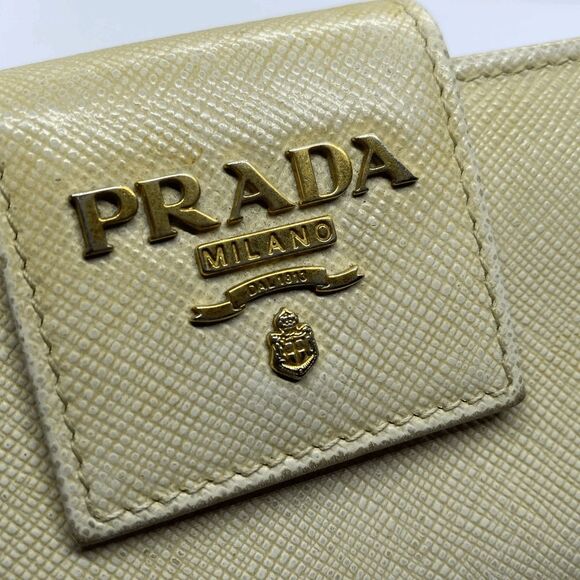 Authentic Prada Beige Saffiano Leather Wallet w/ Original Authenticity Card & Bo - Picture 8 of 16